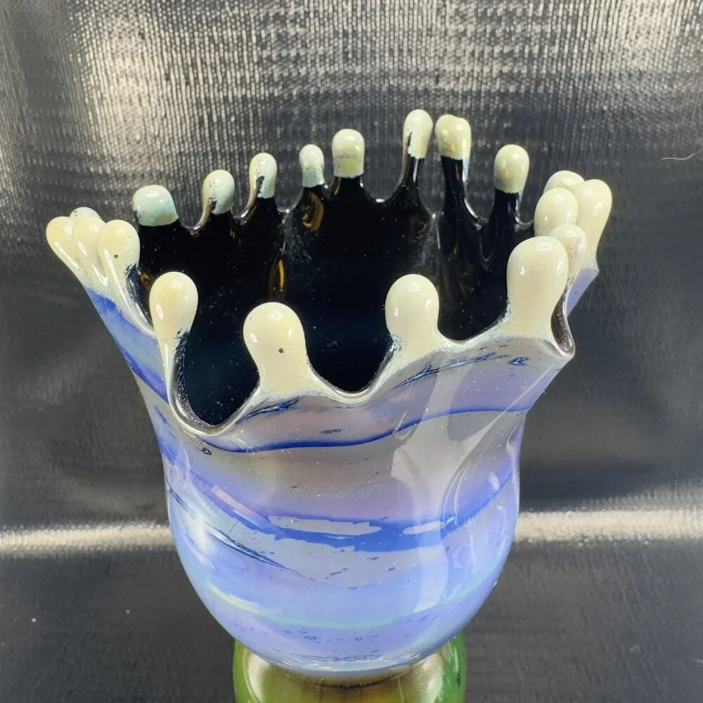 Studio Art‎ Glass Tall Vase Vessel Slag Multicolored Glass Vase Hand Blown Thin